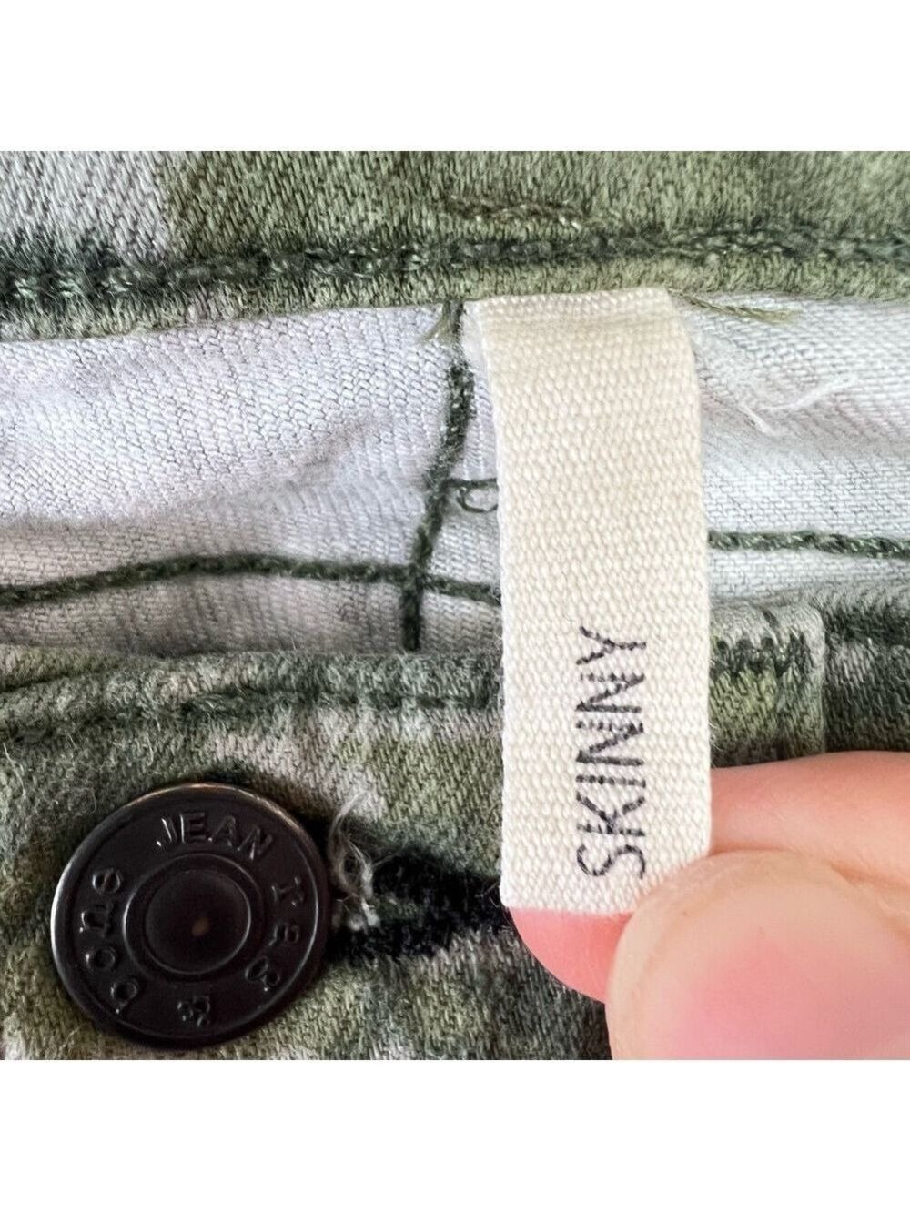 Rag & Bone Skinny Ankle Jeans Size 24 Green Camo Low Rise - Picture 9 of 14